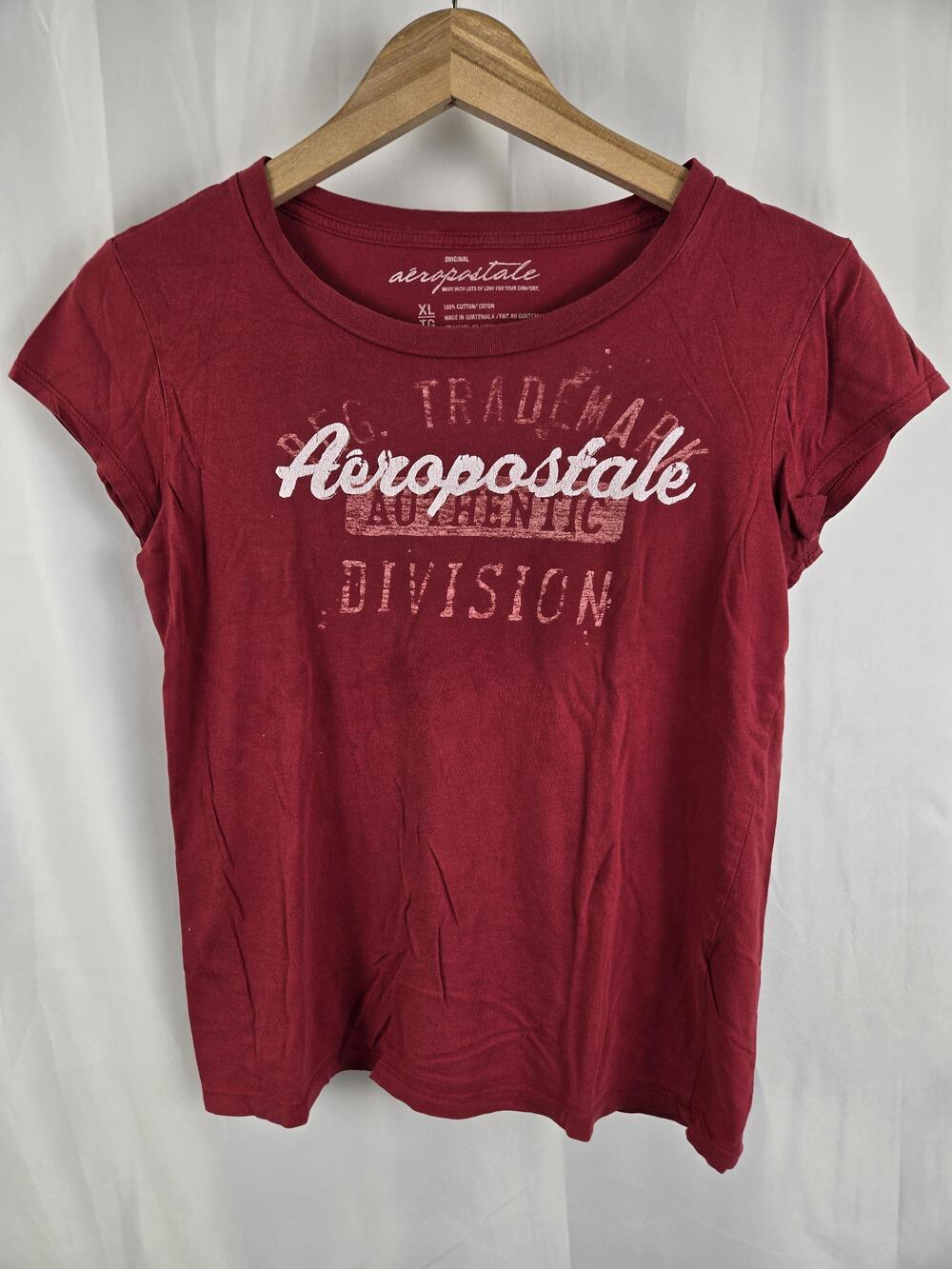 Aeropostale Shirt Juniors XL Red Authentic Division Logo Graphic Tee Top